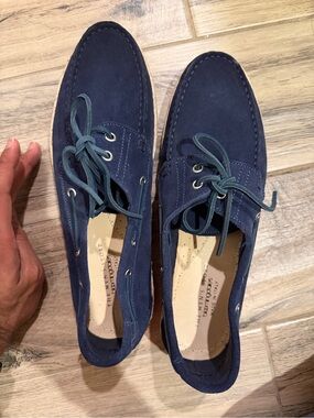 Bloomingdale's Navy Suede Boat Shoes